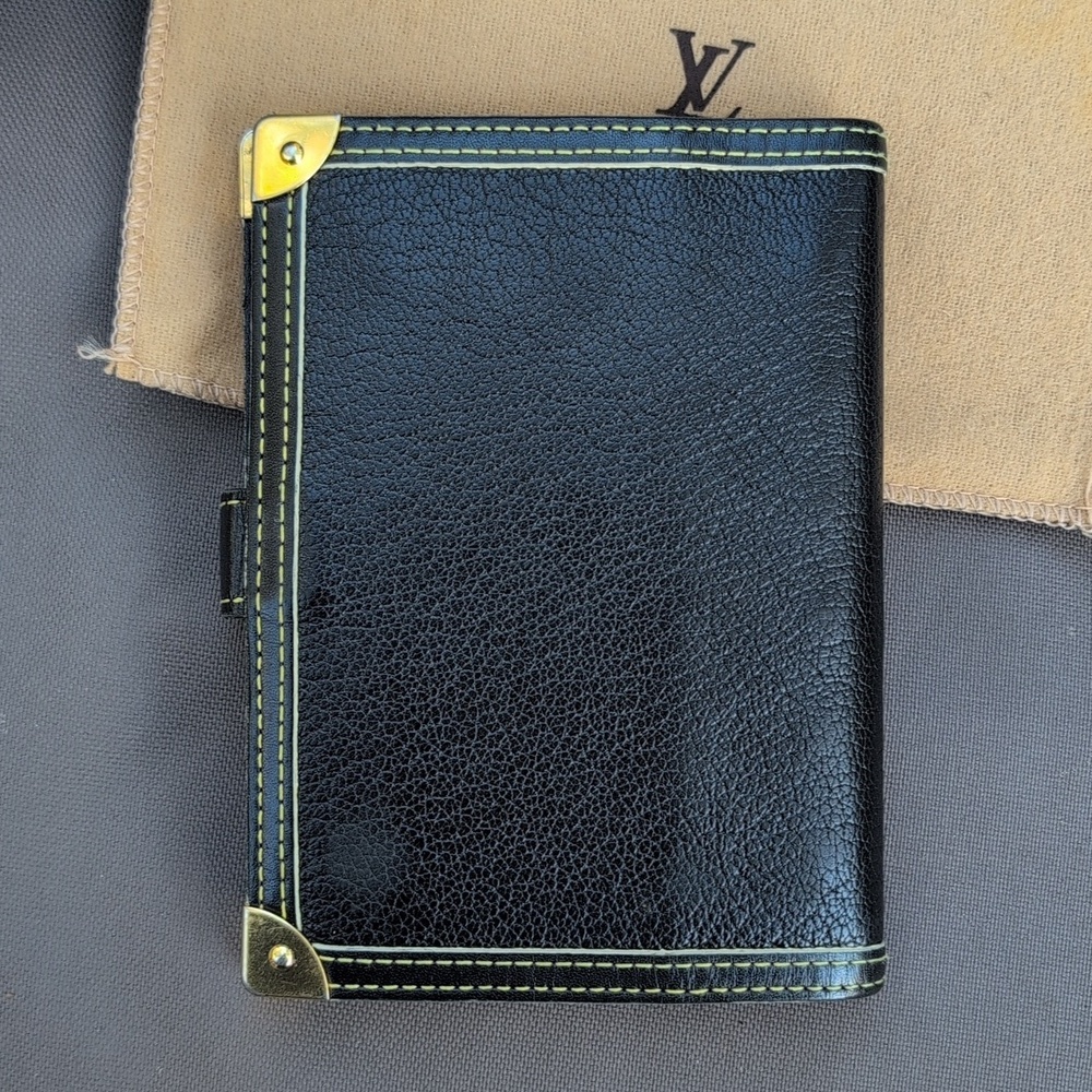 Vintage Louis Vuitton Black Leather Agenda Organizer With Gold Accents - Picture 4 of 13